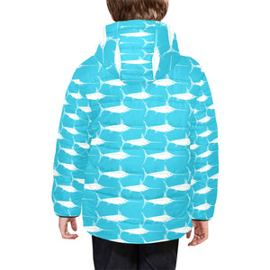 Swordfish Pattern Print Design 02 Kids' Boys' Girls' Padded Hooded Jacket