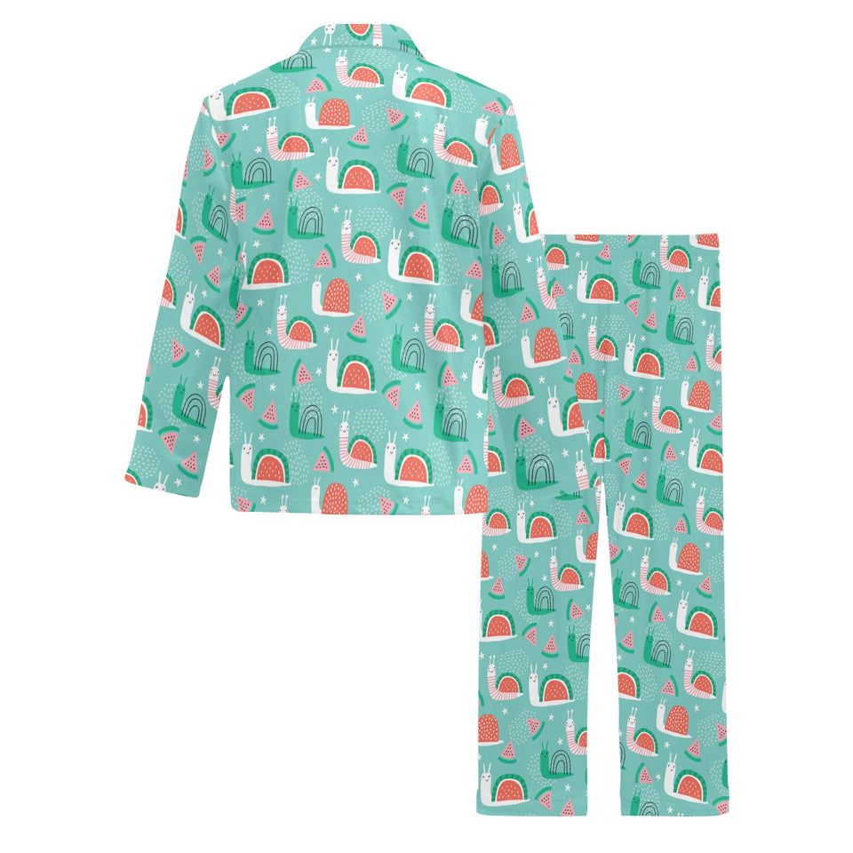 Snail Pattern Print Design 01 Men's Long Pajama Set