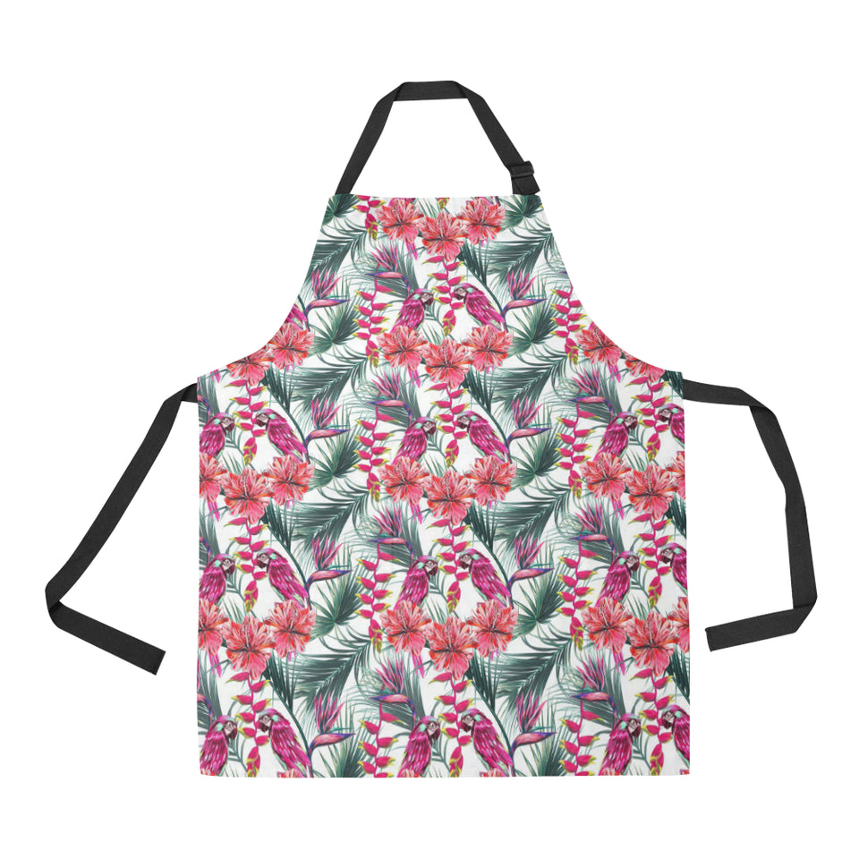 Pink Parrot Heliconia Pattern Adjustable Apron