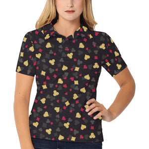 Casino Cards Suits Pattern Print Design 01 Women's All Over Print Polo Shirt