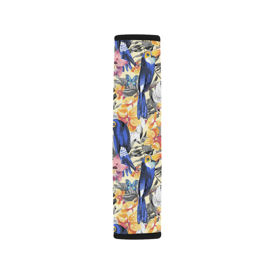 Toucan Leaves Flower Pattern Car Seat Belt Cover