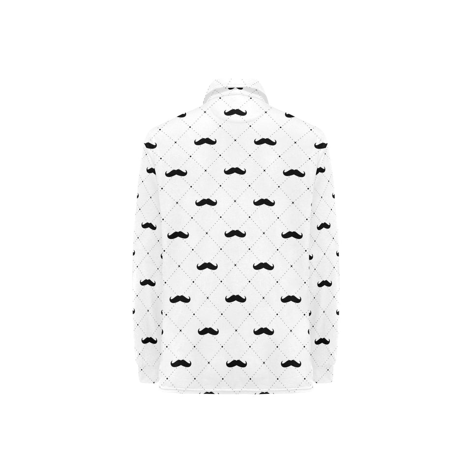 Mustache Beard Pattern Print Design 04 Women's Long Sleeve Polo Shirt