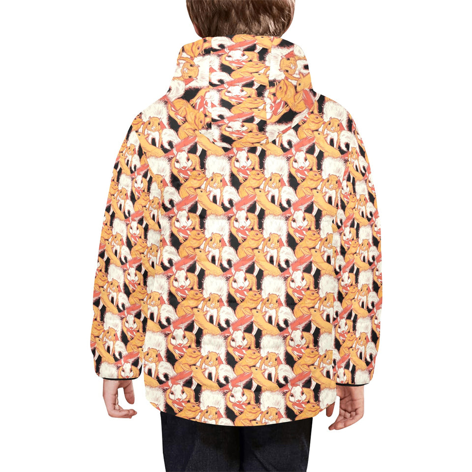 Squirrel Pattern Print Design 04 Kids' Boys' Girls' Padded Hooded Jacket