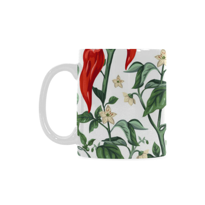 Chili Leaves Flower Pattern Classical White Mug (FulFilled In US)