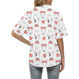 Bull Terrier Pattern Print Design 04 Women's All Over Print Hawaiian Shirt