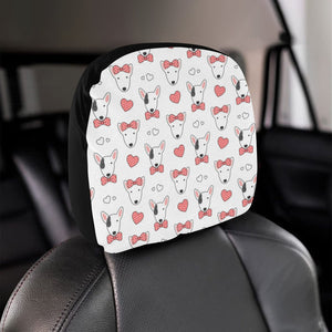 Bull Terrier Pattern Print Design 04 Car Headrest Cover