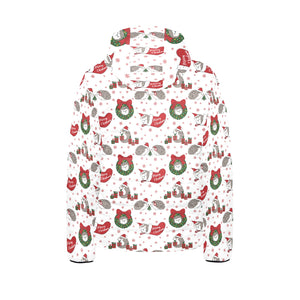 Hedgehog Pattern Print Design 05 Kids' Boys' Girls' Padded Hooded Jacket