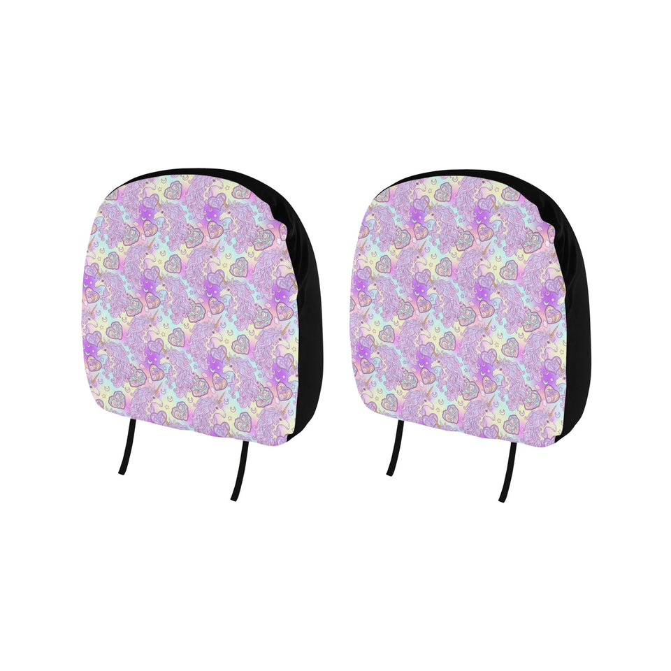 Unicorn Heart Pattern Car Headrest Cover