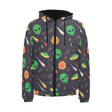 Alien Pattern Print Design 03 Men's Padded Hooded Jacket(ModelH42)