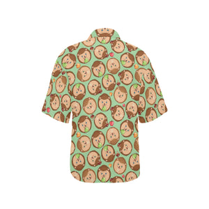 Hedgehog Pattern Print Design 01 Women's All Over Print Hawaiian Shirt