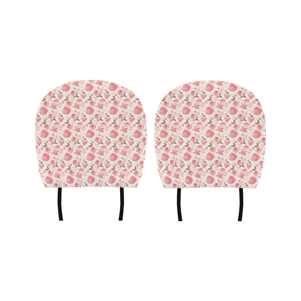 Tea pots Pattern Print Design 04 Car Headrest Cover