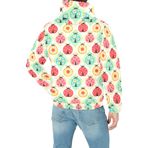 Ladybug Pattern Print Design 02 Men's Padded Hooded Jacket(ModelH42)