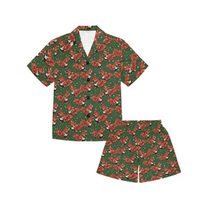 Squirrel Pattern Print Design 03 Kids' Boys' Girls' V-Neck Short Pajama Set