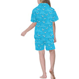 Seagull Pattern Print Design 05 Kids' Boys' Girls' V-Neck Short Pajama Set