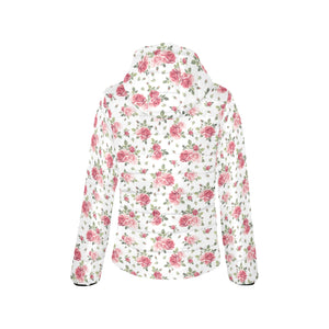 Rose Pattern Print Design 02 Women's Padded Hooded Jacket