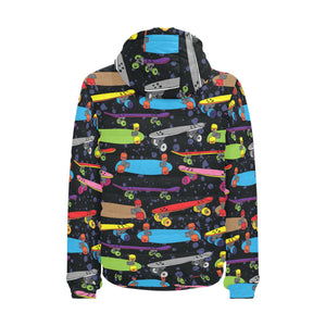 Skate Board Pattern Print Design 03 Men's Padded Hooded Jacket(ModelH42)