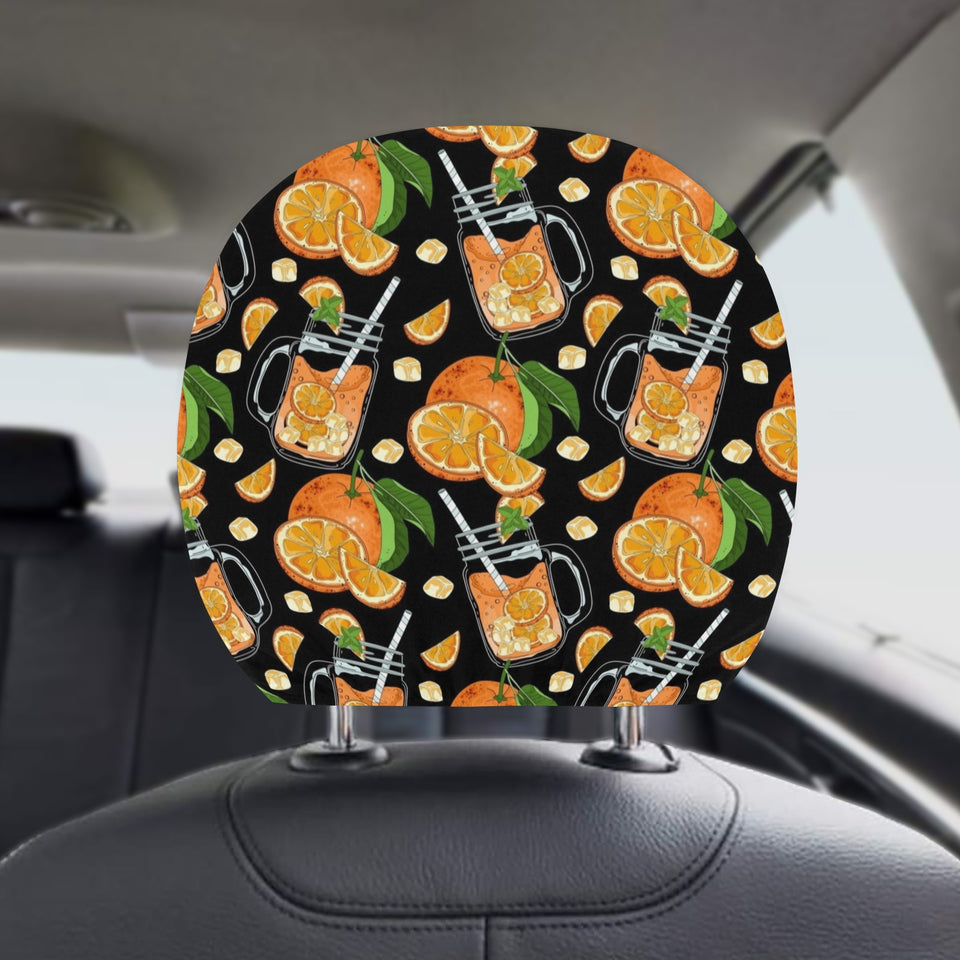 Orange Ice Orance Juice Pattern Car Headrest Cover