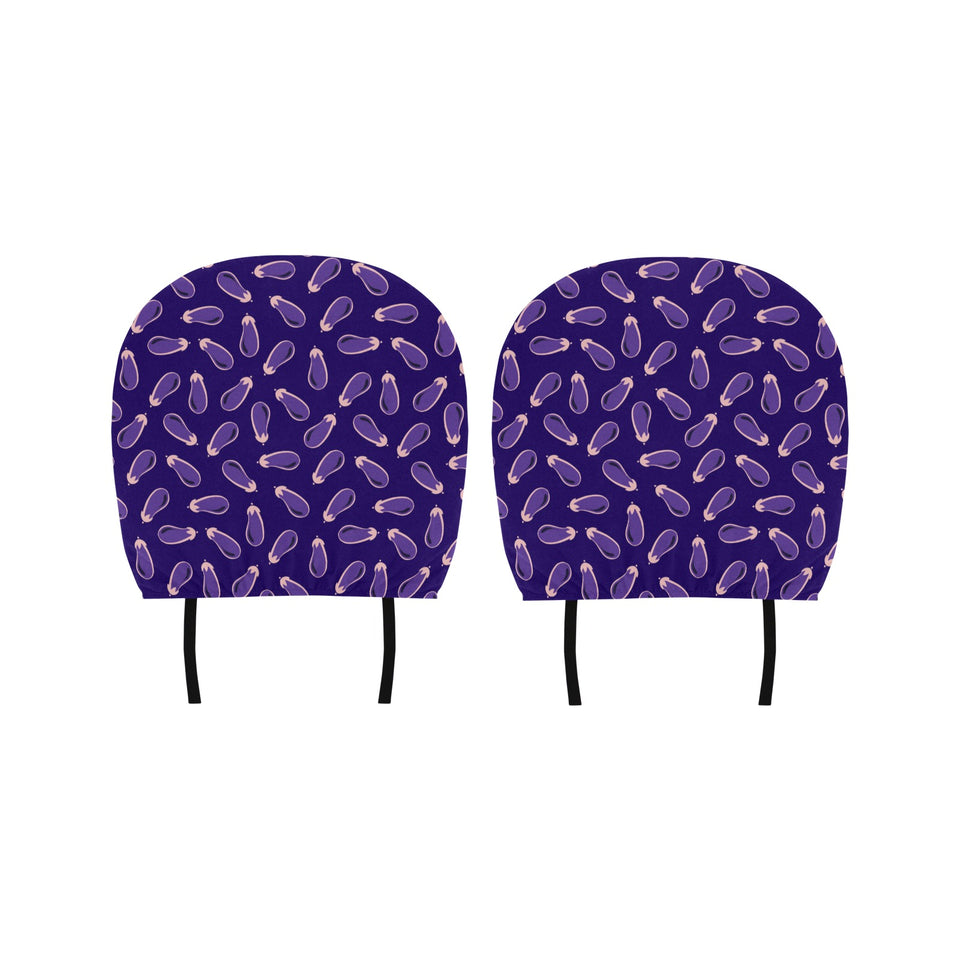 Eggplant Pattern Print Design 02 Car Headrest Cover