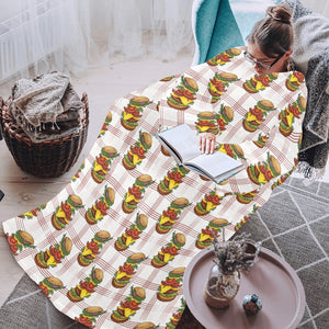 Hamburger Pattern Print Design 03 Blanket Robe with Sleeves