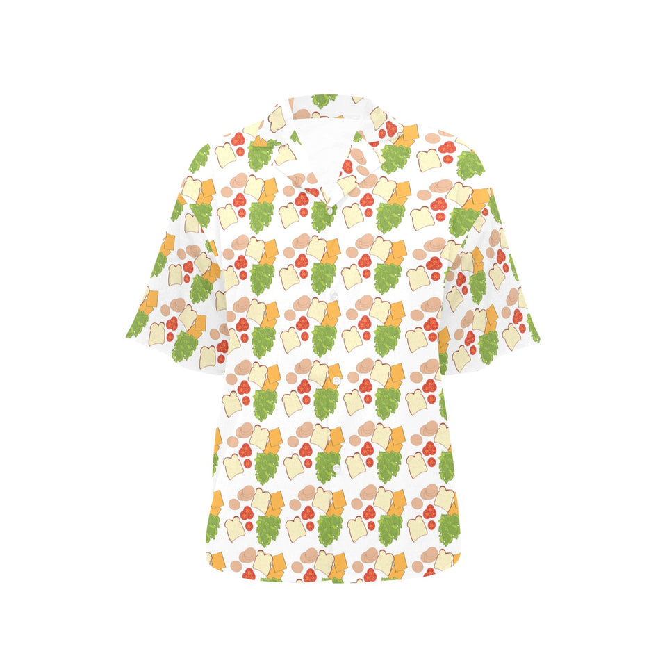 Sandwich Pattern Print Design 02 Women's All Over Print Hawaiian Shirt