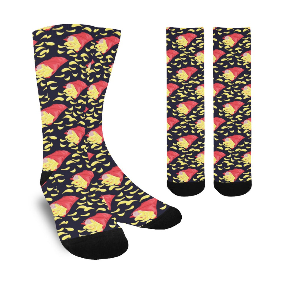 Potato Chips Pattern Print Design 05 Crew Socks