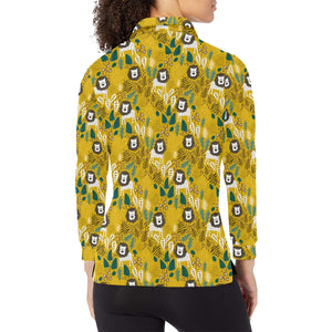 Lion Pattern Print Design 01 Women's Long Sleeve Polo Shirt