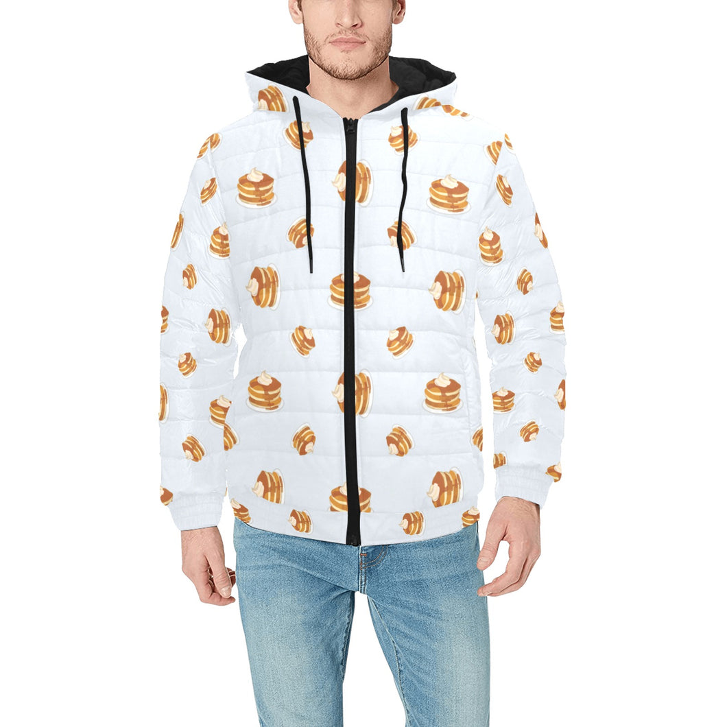 Pancake Pattern Print Design 03 Men's Padded Hooded Jacket(ModelH42)