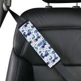 Horse Flower Blue Theme Pattern Car Seat Belt Cover