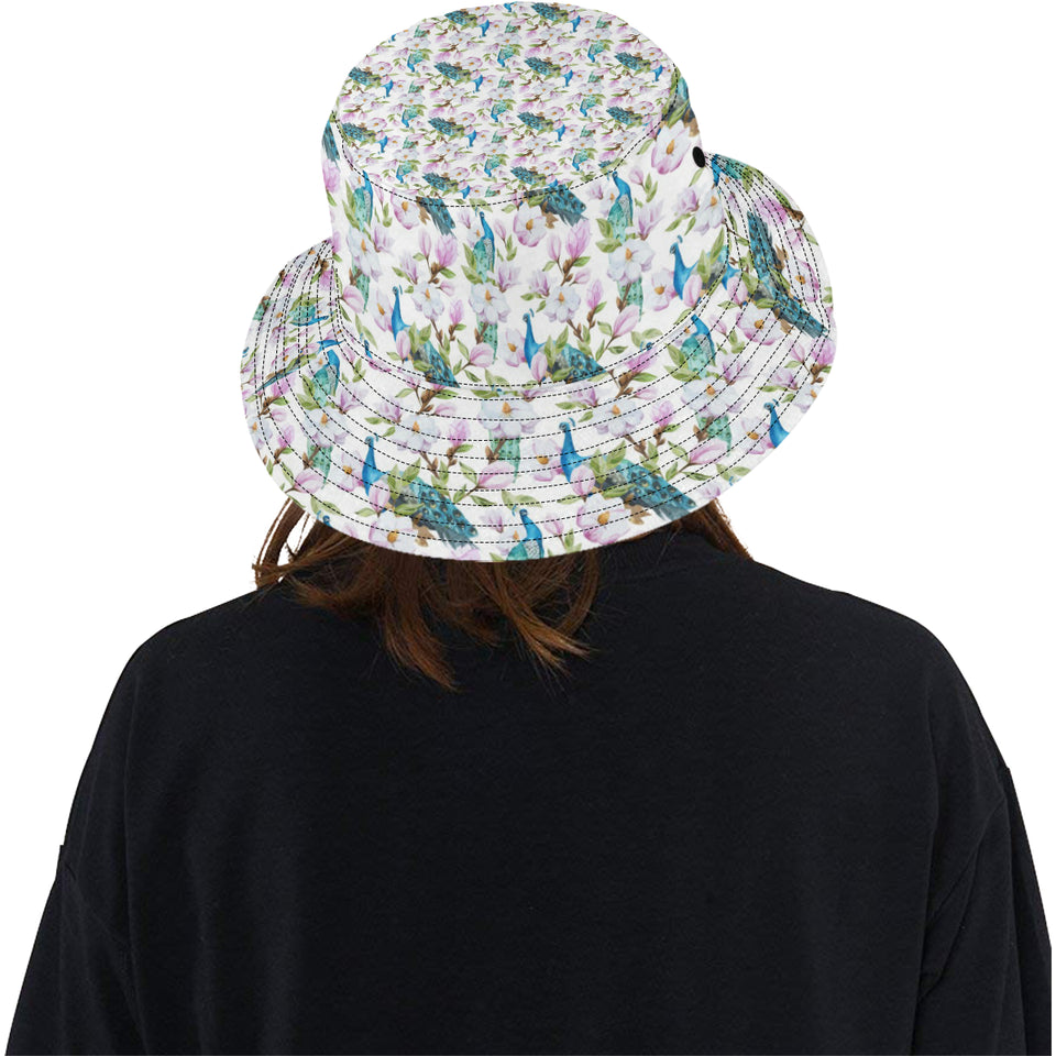 Peacock Pink Flower Pattern Unisex Bucket Hat