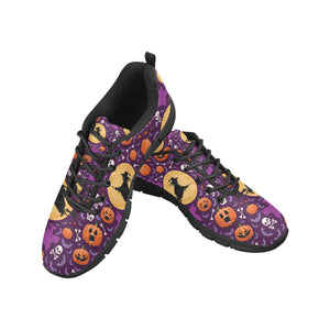 Halloween Pumpkin Witch Pattern Women's Sneakers Black