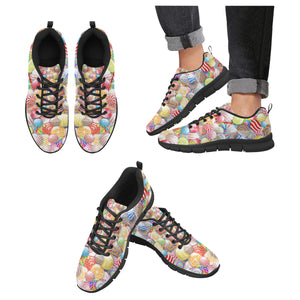 Candy Lollipop Pattern Men's Sneakers Black