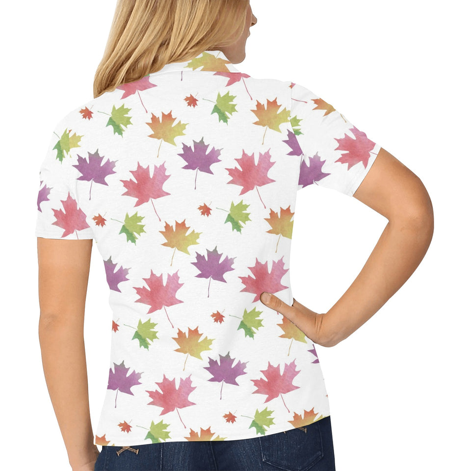 Maple Leaves Pattern Women's All Over Print Polo Shirt