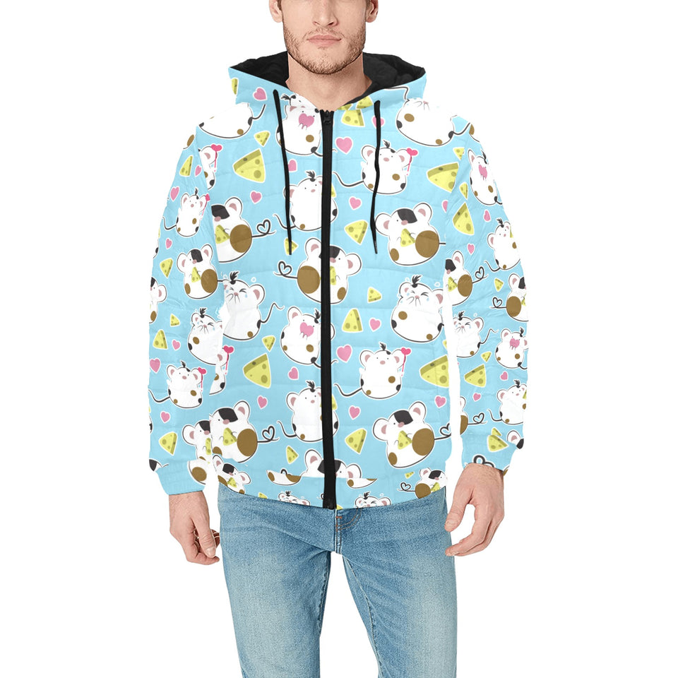 Guinea Pig Pattern Print Design 03 Men's Padded Hooded Jacket(ModelH42)