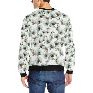 White Orchid Pattern Men's Crew Neck Sweatshirt