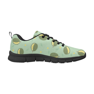 Durian Pattern Green Background Men's Sneakers Black