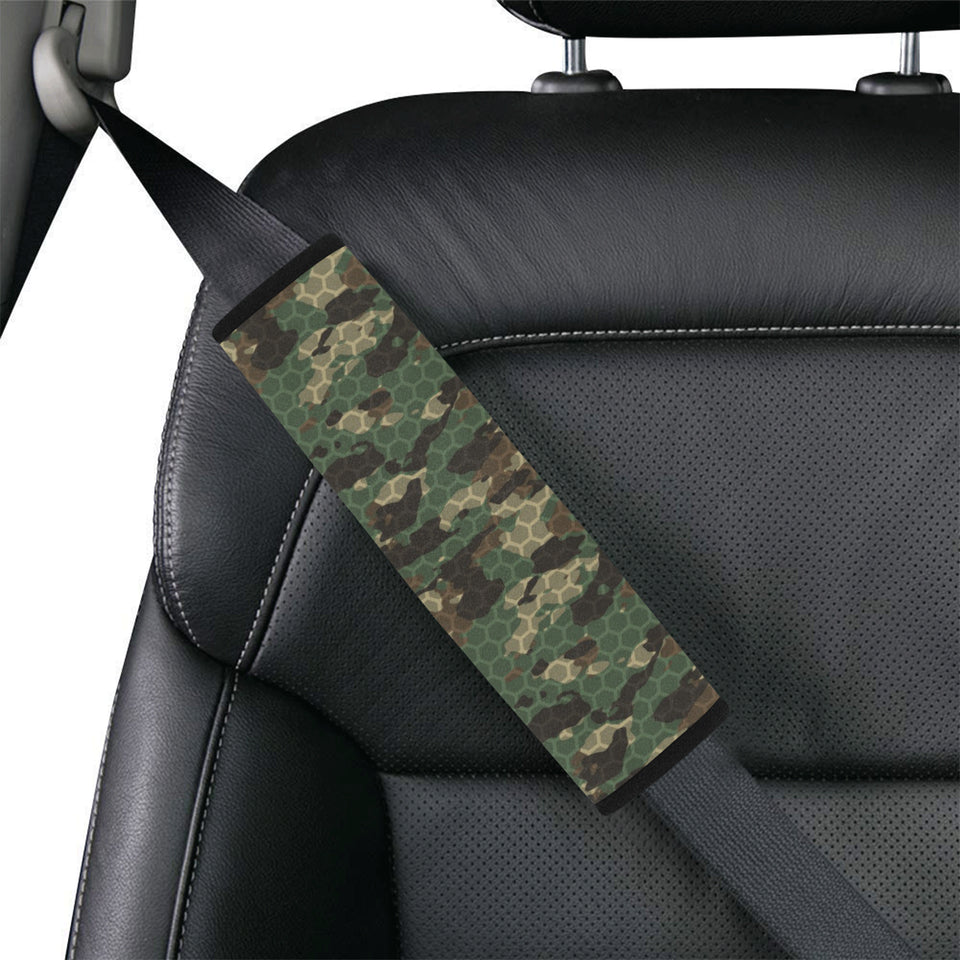 Green Camo Camouflage Honeycomb Pattern Car Seat Belt Cover