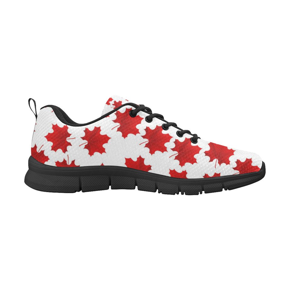 Red Maple Leaves Pattern Men's Sneakers Black