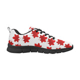 Red Maple Leaves Pattern Men's Sneakers Black