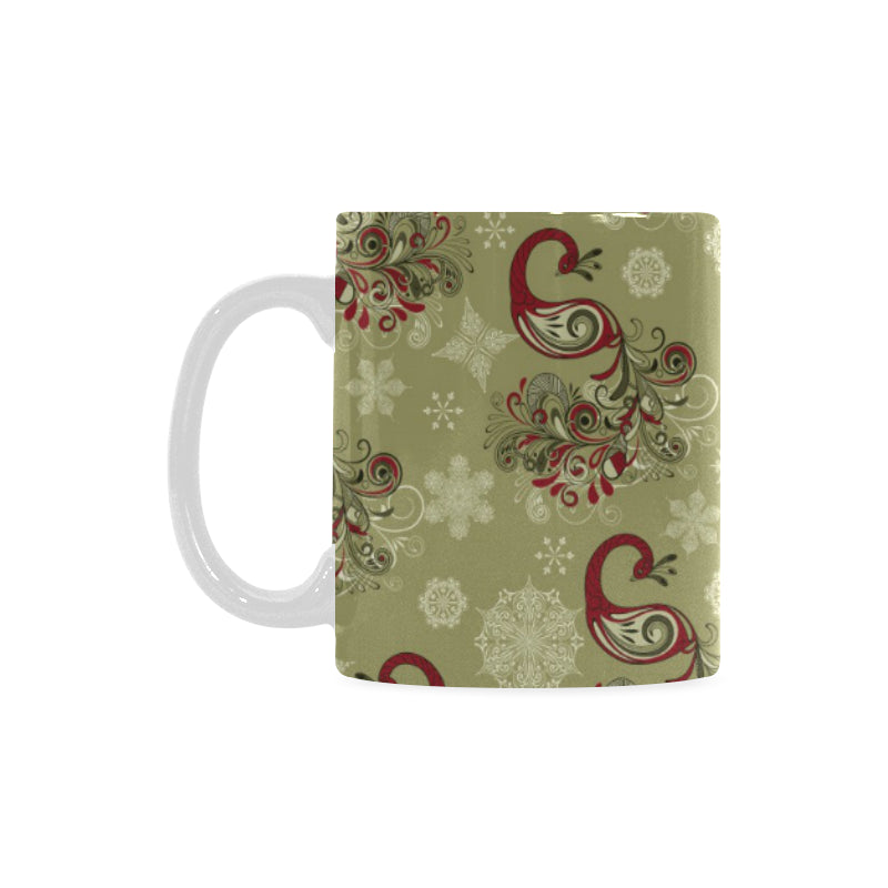 Peacock Tribal Pattern Classical White Mug (FulFilled In US)