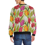 Colorful Tulip Pattern Men's Crew Neck Sweatshirt