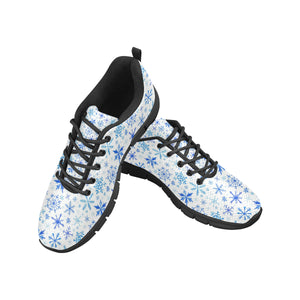 Blue Snowflake Pattern Men's Sneakers Black