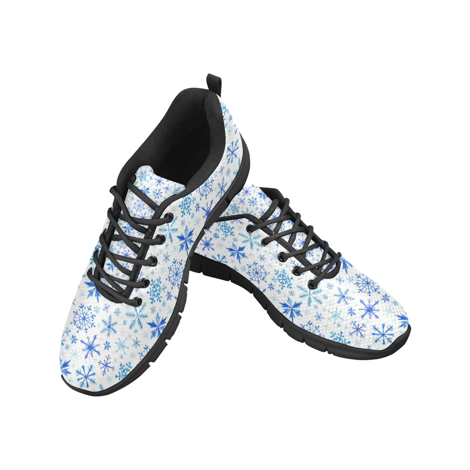 Blue Snowflake Pattern Men's Sneakers Black