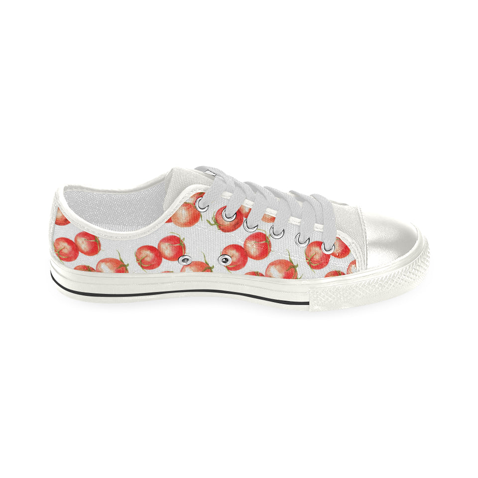 Tomato Water Color Pattern Women's Low Top Canvas Shoes White