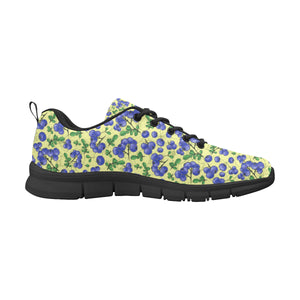 Blueberry Leaves Pattern Men's Sneakers Black