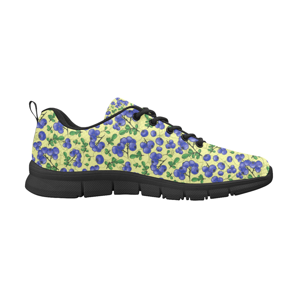 Blueberry Leaves Pattern Men's Sneakers Black