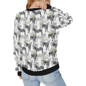 Zebra Pattern Women's Crew Neck Sweatshirt