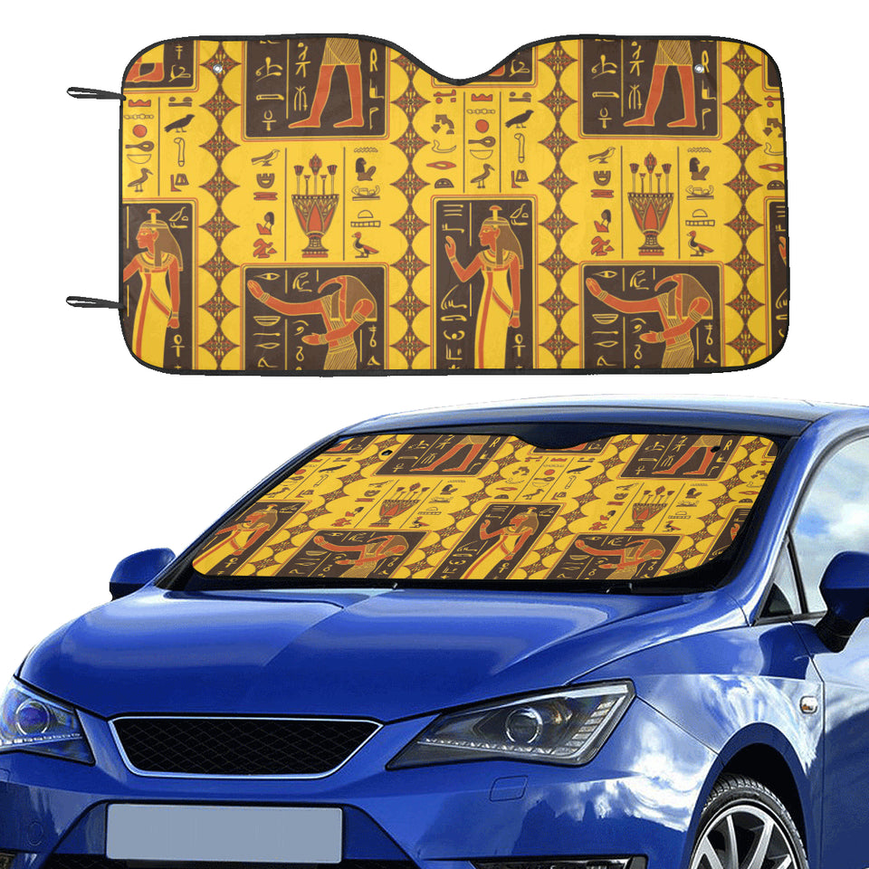 Egypt Hieroglyphics Pattern Print Design 01 Car Sun Shade