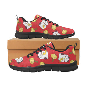 Meneki Neko Lucky Cat Pattern Red Theme Men's Sneakers Black