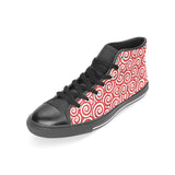 Red and White Candy Spiral Lollipops Pattern Women's High Top Canvas Shoes Black