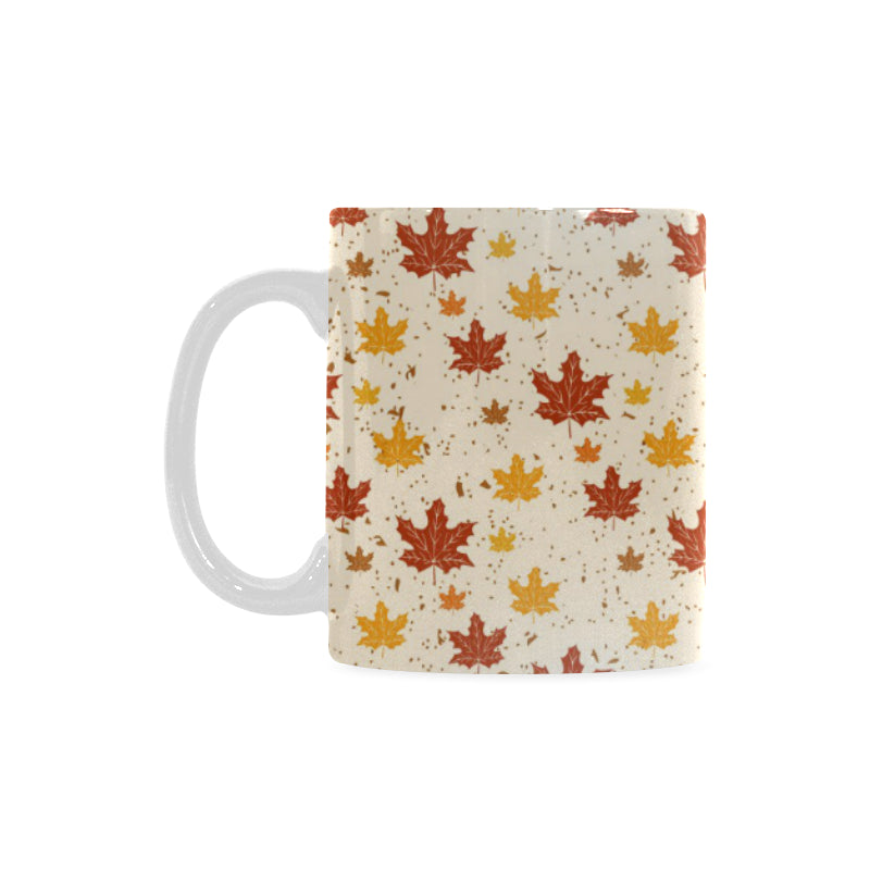 Red and Orange Maple Leaves Pattern Classical White Mug (FulFilled In US)